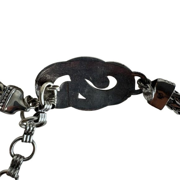 Brighton Bali Hai Silver Braided Swirl Hook Heart Charm Chain Belt size Small - Picture 7 of 9